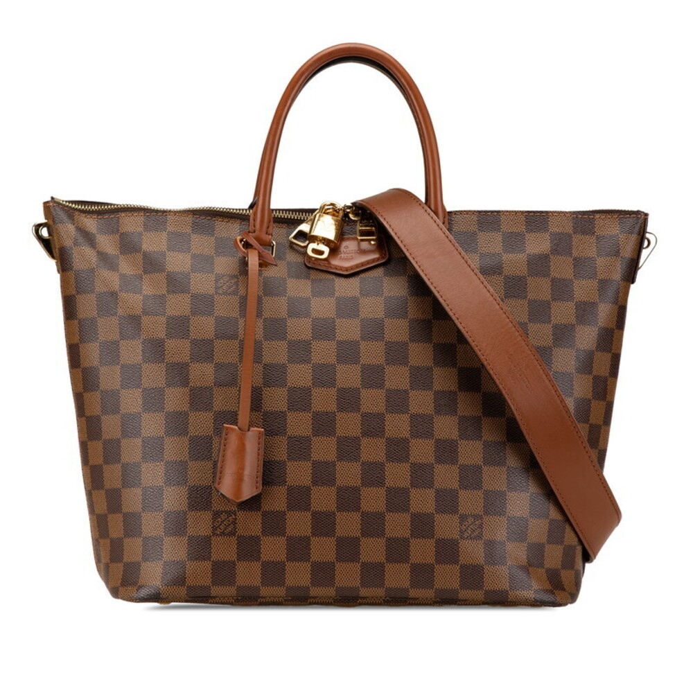Louis Vuitton Damier Belmont Tote Shoulder Bag Ebene Brown Leather - Picture 1 of 9